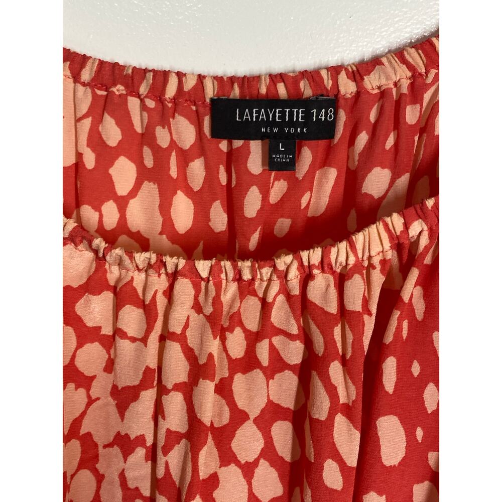 LAFAYETTE 148 New York Silk Carson Printed Bishop Sleeves Blouse Large - Picture 4 of 9